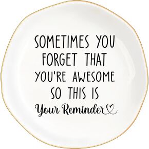 Inspirational Ceramic Jewelry Tray for Women - You Are Awesome Ring Dish, Unique Gift for Mom, Wife, Friend, Coworker, Birthday, Mother's Day, Christmas, Retirement Gifts (You're Awesome)