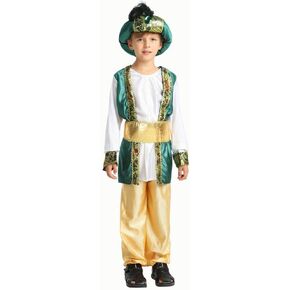 STIOEDYUAN Children's Arab Prince Costume Egypt King Shiek Aladdin Cosplay Boys Arabian Genie Halloween Fancy Dress