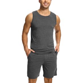 Bamboo Viscose Men's Pajama Sets Tank Tops with Shorts 2 Pieces Men Loungewear Sets