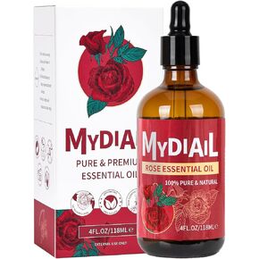 Rose Essential Oil 118ml Natural Premium Rose Oil Essential Oil for Skin Care, Diffuser, Aromatherapy, Massage, Soap & Candle Making, Bath - 4fl oz (with Glass Dropper)