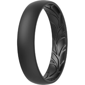 ThunderFit Women Silicone Wedding Rings, Breathable Leaf Cross Pattern Engagement Bands 4mm Wide 1.5mm Thick - 1/4 Variety Multipack