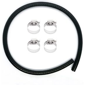 3/8" 3.28 Feet (1 Meter) Fuel Gas Line with 4 Pcs Hose Clamps for Boat Marine Outboard Gas Diesel Petrol