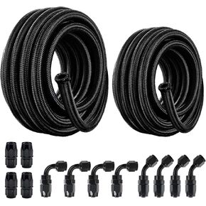 Evil Energy 2 Kit 6an 8an Fuel Line Kit 20ft with 12pcs Titting Kit ، 6an Hose 8an Hose ، Nylon Braided CPE Line Hose