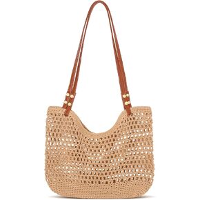 Large Straw Beach Bags for Women Woven Tote Bag Shoulder Handbags Summer Mesh Beach Bag for Summer Holiday