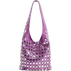 Y2k 90s Crescent Hobo Bags Women Trendy Studded PU Leather Shoulder Crossbody Purse Punk Underarm Satchels Tote Handbag