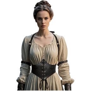 L'VOW Renaissance Leather Corset Belt Viking Leather Cinch Belt Women Halloween Medieval Accessory