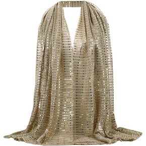 YAOSEN Women Gold Glitter Hijab Muslim Head Wrap Long Scarf (Glitter-Gold)