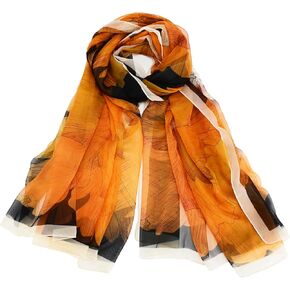 FINIZO Scarf for Women Lightweight Print Floral Pattern Scarf Sunscreen Shawls