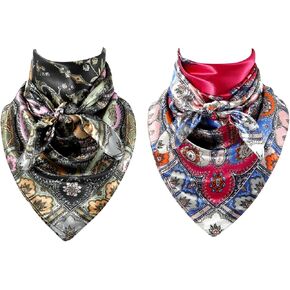 GERINLY Women's Wild Rag 2 Pack, Cowgirl Scarf Shawl, 35 Inch Western Bandanas Female