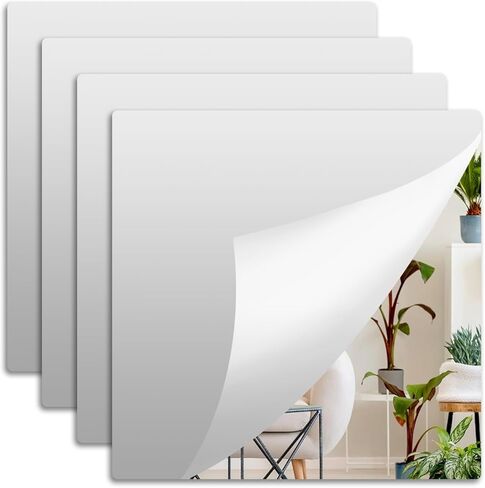 البلاط المرآة الجدار الاكريليك ذاتيا 12x12 بوصة ، مرآة كاملة الطول السلامة للأطفال ، مرآة مقاومة للتشويش للأبواب ، غرفة النوم ، الحمام ، والصالة الرياضية (4 مساءً) in Kuwait