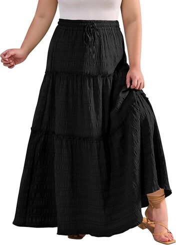 Othyroce Womens Plus Size Casual High Waist Tie Paisley Floral Print Long Maxi Skirt L-4X in Kuwait