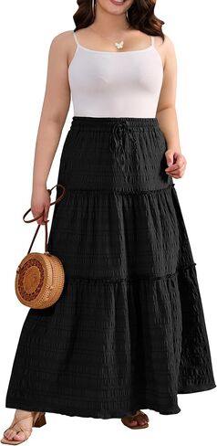 Othyroce Womens Plus Size Casual High Waist Tie Paisley Floral Print Long Maxi Skirt L-4X in Kuwait