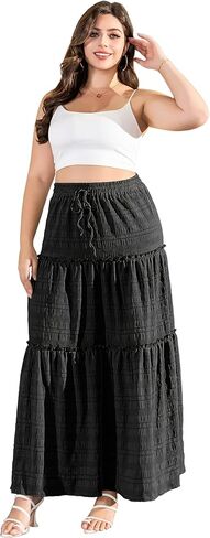 Othyroce Womens Plus Size Casual High Waist Tie Paisley Floral Print Long Maxi Skirt L-4X in Kuwait