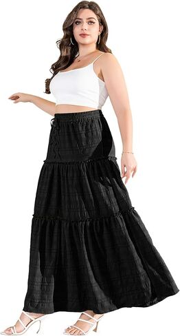 Othyroce Womens Plus Size Casual High Waist Tie Paisley Floral Print Long Maxi Skirt L-4X in Kuwait