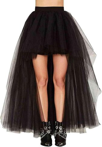 Women's Hi-Lo Tutu Tulle Bustle Skirt Petticoat Festival Party Maxi Skirt Wedding Evening Prom Dovetail Skirt in Kuwait