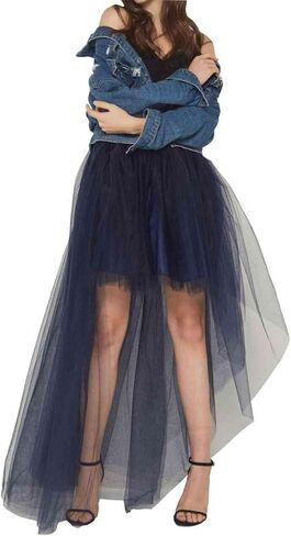 Women's Hi-Lo Tutu Tulle Bustle Skirt Petticoat Festival Party Maxi Skirt Wedding Evening Prom Dovetail Skirt in Kuwait