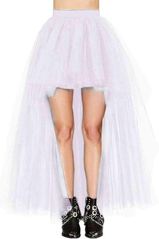 Women's Hi-Lo Tutu Tulle Bustle Skirt Petticoat Festival Party Maxi Skirt Wedding Evening Prom Dovetail Skirt in Kuwait