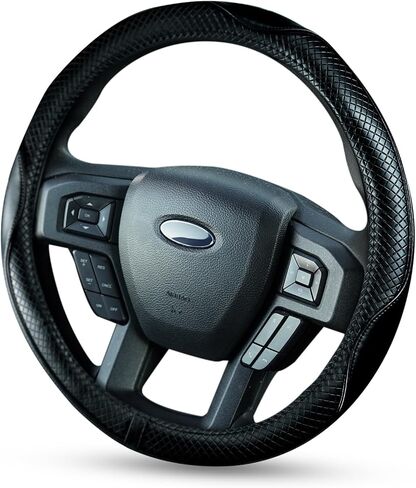 Redline Car Microfiber Leather Steering Wheel Cover Black Genuine Fit 15 inch Universal Anti-Slip Protector for Driverse in Saudi Arabia