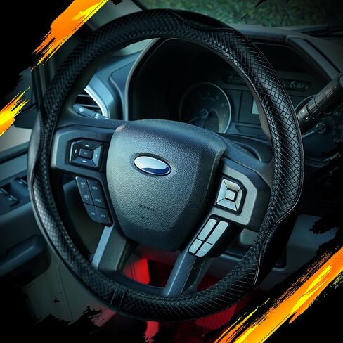 Redline Car Microfiber Leather Steering Wheel Cover Black Genuine Fit 15 inch Universal Anti-Slip Protector for Driverse in Saudi Arabia