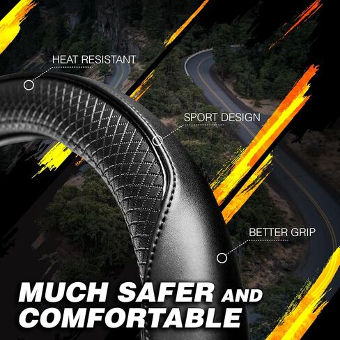 Redline Car Microfiber Leather Steering Wheel Cover Black Genuine Fit 15 inch Universal Anti-Slip Protector for Driverse in Saudi Arabia