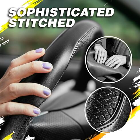 Redline Car Microfiber Leather Steering Wheel Cover Black Genuine Fit 15 inch Universal Anti-Slip Protector for Driverse in Saudi Arabia