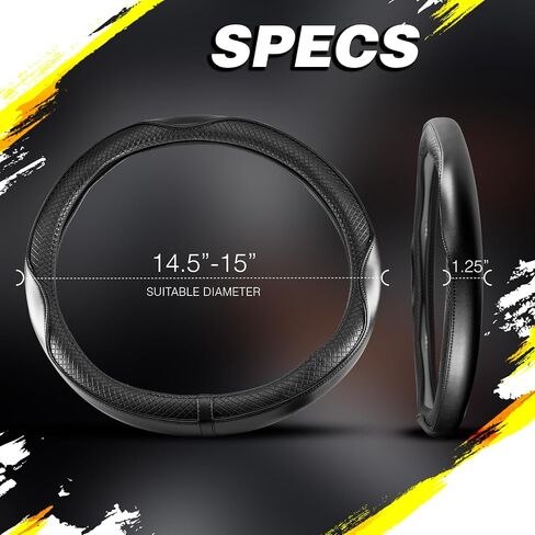 Redline Car Microfiber Leather Steering Wheel Cover Black Genuine Fit 15 inch Universal Anti-Slip Protector for Driverse in Saudi Arabia