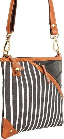 Vaan & Co. Grayson Wide Crossbody Bag – Upcycled Genuine Leather Purse with Top Flap & Tassel in Saudi Arabia