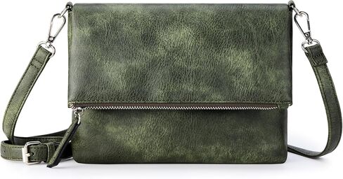KALIDI Vintage Vegan Leather Crossbody Bag PU Shoulder Bag Handbag Multiple Pockets Adjustable Removable Strap Women in Kuwait