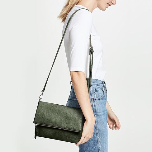 KALIDI Vintage Vegan Leather Crossbody Bag PU Shoulder Bag Handbag Multiple Pockets Adjustable Removable Strap Women in Kuwait
