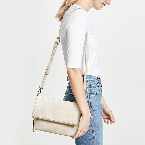 KALIDI Vintage Vegan Leather Crossbody Bag PU Shoulder Bag Handbag Multiple Pockets Adjustable Removable Strap Women in Kuwait