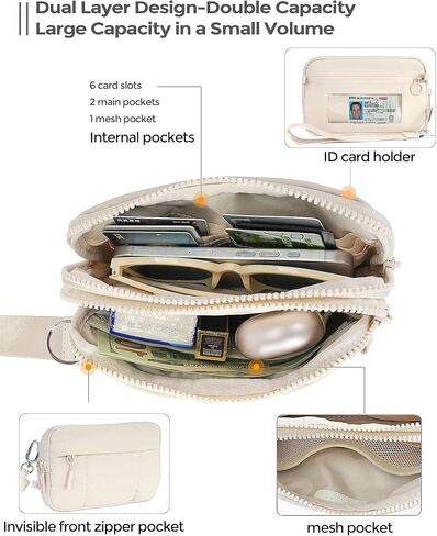 أكياس كروس صغيرة للنساء من نايلون معصم محفظة RFID مع 4 سستة تحمل جميع حامل بطاقة ائتمان المحفظة in Kuwait