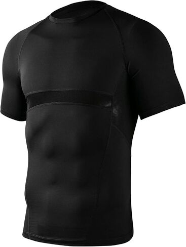 Men's Muscle Fit Tech Tees - Moisture-Wicking, Compression, Breathable Mesh in Kuwait