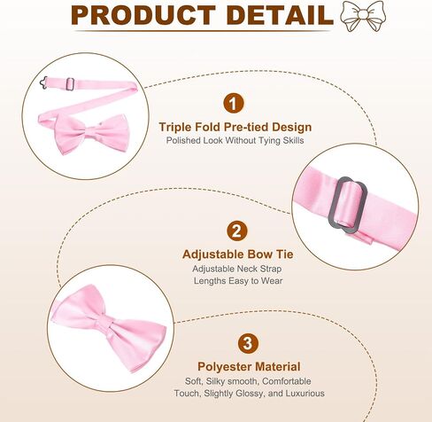 uxcell bow tie للرجال ، وربط القوس القابل للتعديل مع مربع الجيب لحفل الزفاف ، والحفلات ، والعشاء in Kuwait