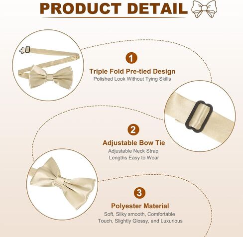 uxcell bow tie للرجال ، وربط القوس القابل للتعديل مع مربع الجيب لحفل الزفاف ، والحفلات ، والعشاء in Kuwait