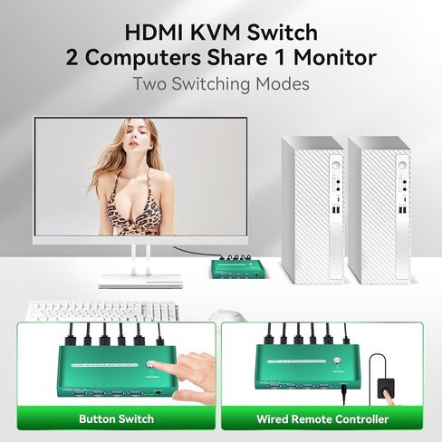 kvm Switch Displayport وhdmi 144hz Hotkey Switch kvm Switch 2 شاشات 2 أجهزة كمبيوتر Displayport hdmi 144hz Displayport HDMI kvm 144hz Dual Monitor kvm Switch dp hdmi FreeSync G-SYNC Daoistek in Kuwait