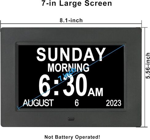 TSITSC 7 Inch Digital Day of The Week Clock Extra Large Non-Abbreviated Dementia Day and Date Time Clocks for Seniors Elderly Impaired Vision Memory Loss 12 Alarm Reminders + Auto-Dimming in Saudi Arabia