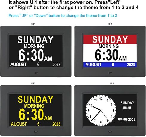 TSITSC 7 Inch Digital Day of The Week Clock Extra Large Non-Abbreviated Dementia Day and Date Time Clocks for Seniors Elderly Impaired Vision Memory Loss 12 Alarm Reminders + Auto-Dimming in Saudi Arabia