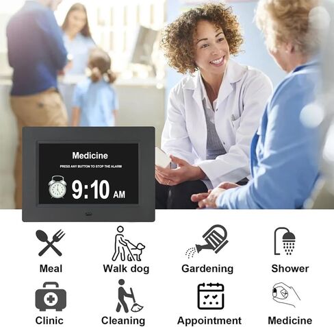 TSITSC 7 Inch Digital Day of The Week Clock Extra Large Non-Abbreviated Dementia Day and Date Time Clocks for Seniors Elderly Impaired Vision Memory Loss 12 Alarm Reminders + Auto-Dimming in Saudi Arabia