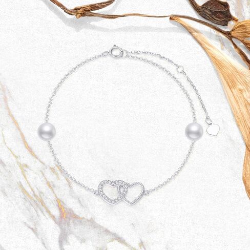 SISGEM 10k Gold Created Moissanite Double Heart Anklets for Women, love Ankle Bracelet Jewelry Gifts for Her, 9.4"+0.8"+0.8" in Saudi Arabia