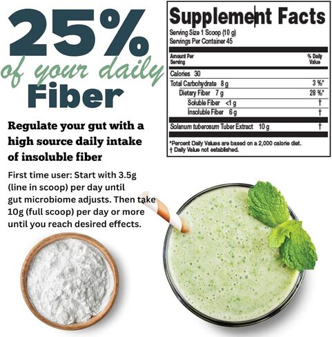 Prebiotics Fiber Supplement Very High Source of Soluble Fiber | Original Superfood Gut Health Supplements That Feed Probiotics | Prebiotic Fiber Powder (16oz) in Saudi Arabia