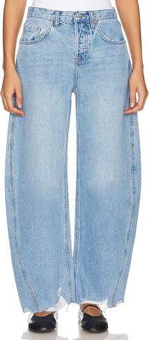 Barrel Jeans Women Trendy Baggy High Waisted Wide Leg Cropped Stretch Ankle Ripped Horseshoes Denim Pants 2025 in Saudi Arabia
