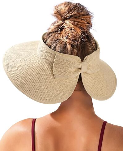 FURTALK Sun Visor Hats for Women Beach Hat Ponytail Summer UPF 80+ Beach Vacation Essentials Packable Wide Brim in Saudi Arabia