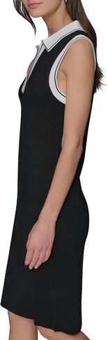 Karl Lagerfeld Paris Women's Collared Sleeveless V Neck Sweater Dress in Saudi Arabia
