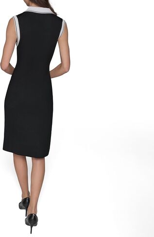 Karl Lagerfeld Paris Women's Collared Sleeveless V Neck Sweater Dress in Saudi Arabia