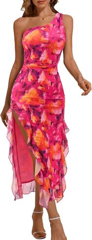 DRESSTELLS Women's Summer Maxi Bodycon Floral Tie Dye Mesh Wedding Guest Club Party Long Split Dresses 2025 in Saudi Arabia