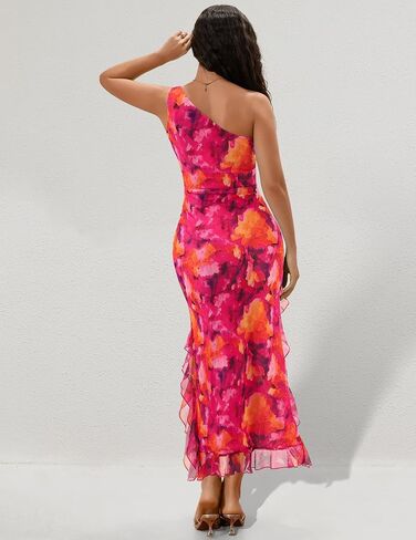 DRESSTELLS Women's Summer Maxi Bodycon Floral Tie Dye Mesh Wedding Guest Club Party Long Split Dresses 2025 in Saudi Arabia