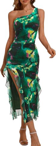DRESSTELLS Women's Summer Maxi Bodycon Floral Tie Dye Mesh Wedding Guest Club Party Long Split Dresses 2025 in Saudi Arabia