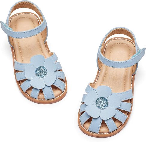 Flaryzone Toddler Little Girls Glitter Flower Open-Toe Flat Dress Sandals Summer Shoes in Saudi Arabia