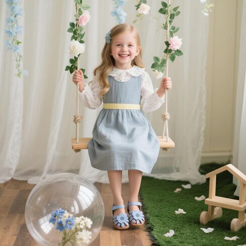 Flaryzone Toddler Little Girls Glitter Flower Open-Toe Flat Dress Sandals Summer Shoes in Saudi Arabia