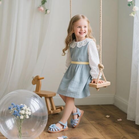 Flaryzone Toddler Little Girls Glitter Flower Open-Toe Flat Dress Sandals Summer Shoes in Saudi Arabia